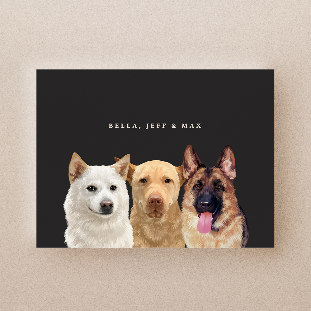 Custom Three-Pet Portraits (Poster Only)