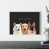 Custom Three-Pet Portraits (Framed)