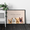 Custom Four-Pet Portraits (Framed)